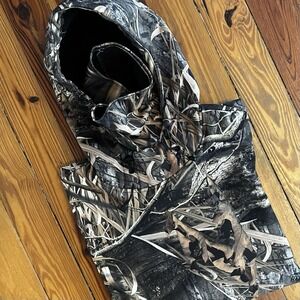 AFTCO Camo Hoodie Men's M Hunting Fishing Pullover Fleece Lined Mask Vent Sleeve